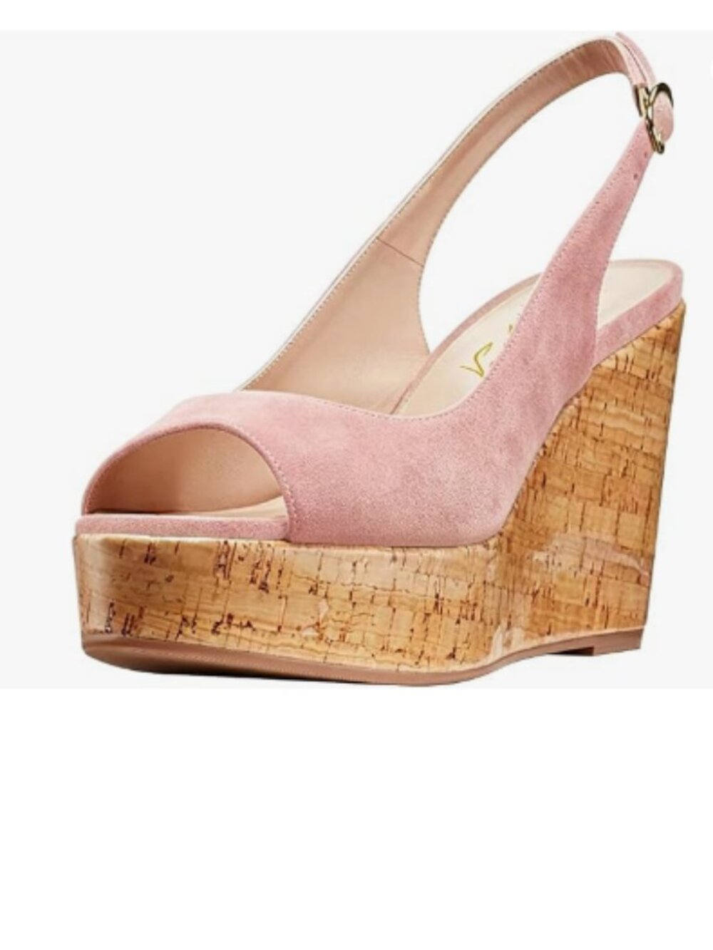 FOWT Pink Peep Toe Slingback Platform Wedge High Heel Buckle Open Toe Sandals